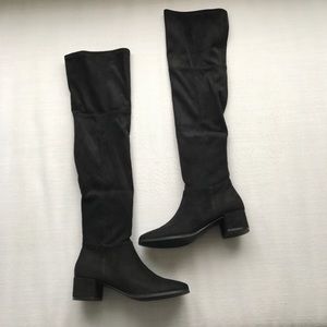 Black Faux Suede Over the Knee Boots